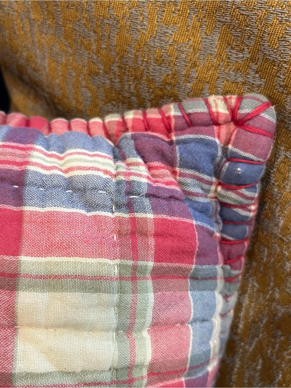 Chaps Ralph Lauren Pillow Patchwork Decorative Throw 17 x 17